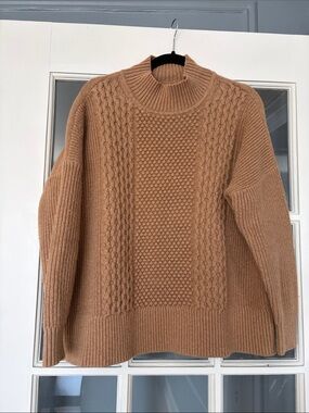 GAP Cable Knit Mock Neck Sweater - Camel Brown